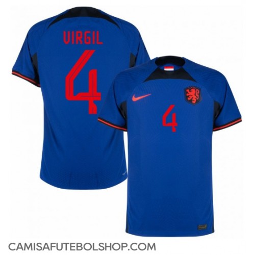 Camisa de time de futebol Holanda Virgil van Dijk #4 Replicas 2º Equipamento Mundo 2022 Manga Curta